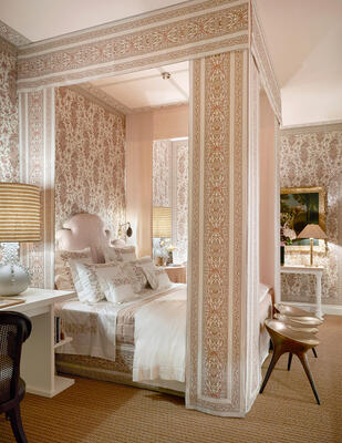 Srinagar and Srinagar Stripe in Toast & Salmon on Parchment