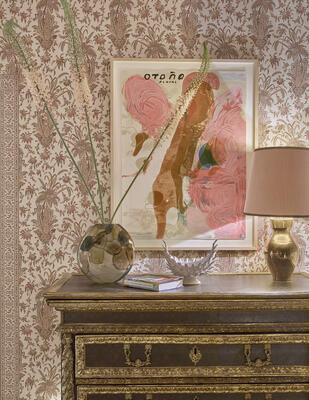 Srinagar and Srinagar Stripe in Toast & Salmon on Parchment