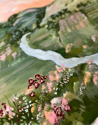 Impasto Meadows mural in Dusk (MKS082-DU-Roll)