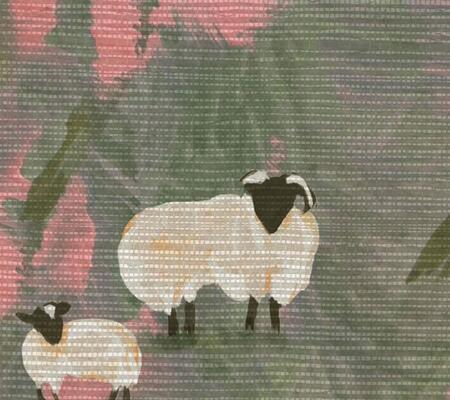 Impasto Meadows grasscloth mural in Dusk (GRASS-MKS082-DU)