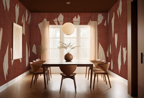 Alae hand-painted wallcovering in Pyrrole