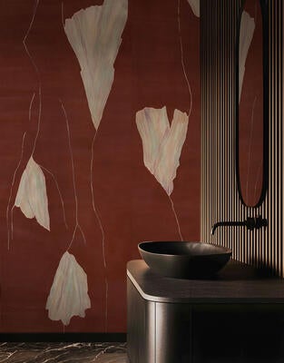 Alae hand-painted wallcovering in Pyrrole