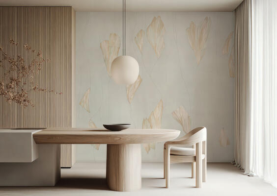 Alae hand-painted wallcovering in Radiant