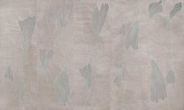 Alae hand-painted wallcovering in Alumina