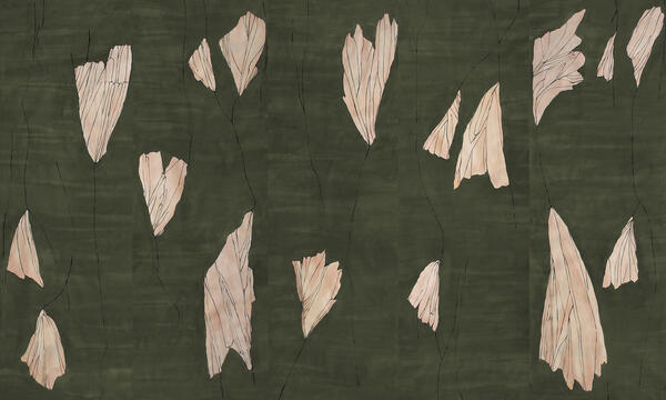 Alae hand-painted wallcovering in Melonite