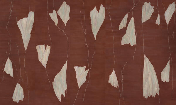 Alae hand-painted wallcovering in Pyrrole