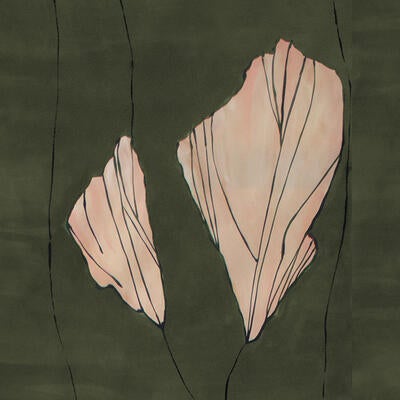 Alae hand-painted wallcovering in Melonite