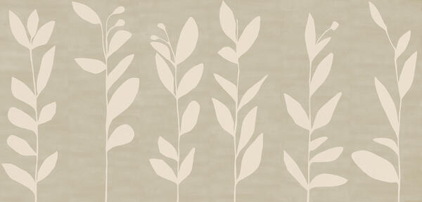 Wildflowers hand-painted wallcovering in Ecru