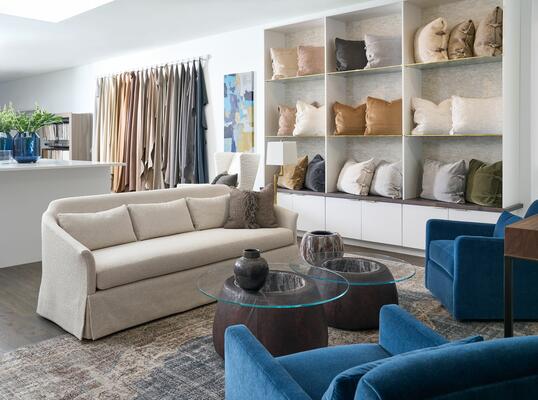 Luca sofa, Solitaire accent tables, Remi chair