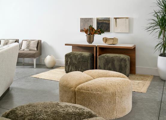 Meridian ottoman, Aurora benches