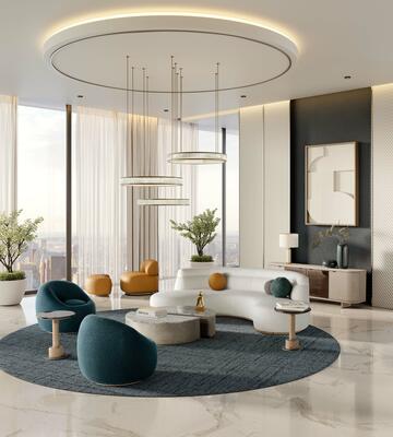 Lua living room: chair 111 swivel, cocktail table 201, end table 101 with stone top