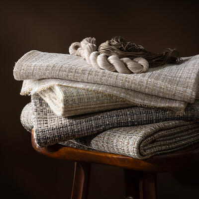 Plush boucles and metallic yarns