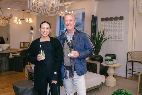 Zuni Madera and Michael Cox of MC Interiors celebrate the opening of the new Arteriors showroom in the New York Design Center
