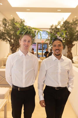 The event staff wore handmade botanical headdresses created by floral designer Jennifer Figge of Figge Floral Studio