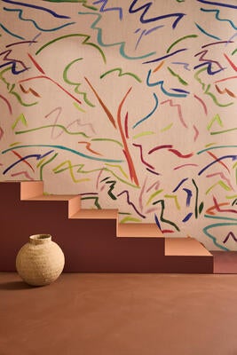 Pintura wallpaper in Majorelle/Spice/Forest