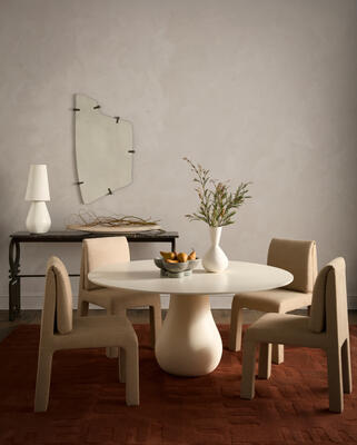 Tamu dining chair, Baobab dining table, Carthago console, Baobab table lamp
