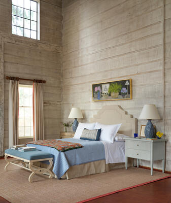 The new Pagoda bed and headboard can be customized in your choice of fabric