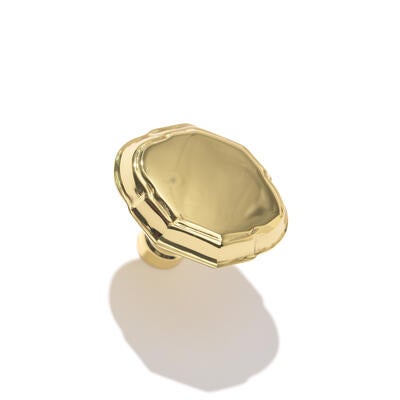The Lafayette knob in unlacquered polished brass, designed by Suzanne Kasler for Art & Forge