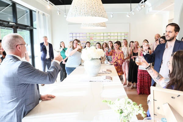 Thibaut CEO Rick Kilmer and guests gather to celebrate the brand's new flagship at the Nashville Design Collective