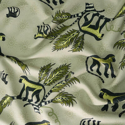 Monkey Palm heavyweight linen fabric in Savannah