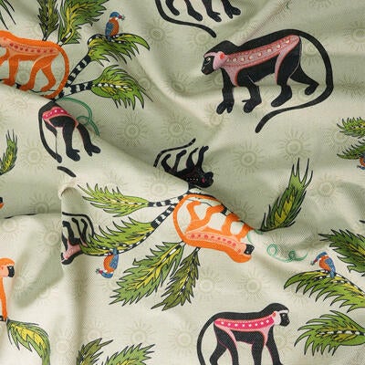 Monkey Palm heavyweight linen fabric in Savannah-Mango