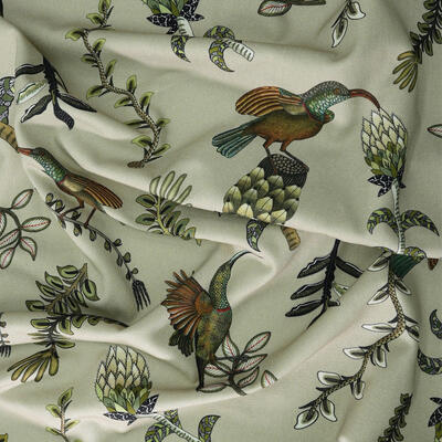 Protea Garden linen fabric in Stone