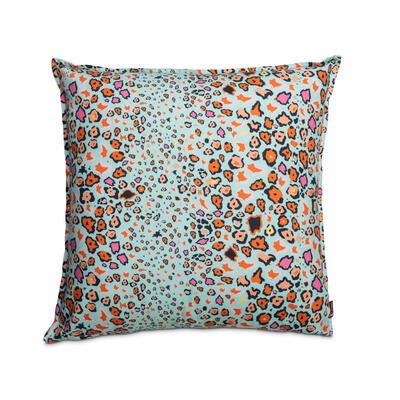 Leopard Lights linen pillow in Kingfisher
