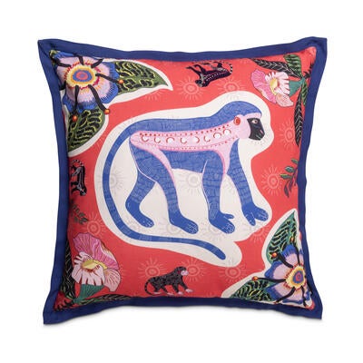 Meandering Monkey cotton pillow in Sunset
