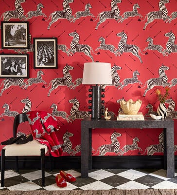 Zebras wallpaper in Masai Red