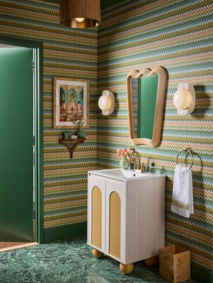 Rainbow Mountain wallcovering in Forest Clay
