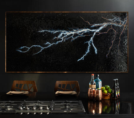Virginia Lightning, a hand-cut glass mosaic, shown in jewel glass.