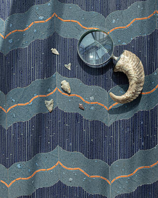 Dolly, a hand-cut and water-jet stone mosaic, is part of the Saguaro collection by New Ravenna