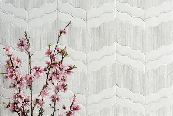 Dolly, a hand-cut and water-jet stone mosaic, is part of the Saguaro collection by New Ravenna