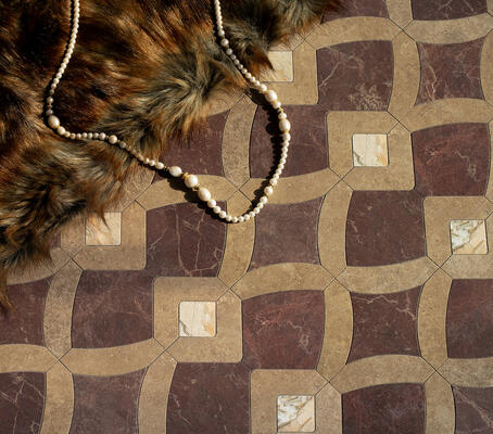 Lariat, a water-jet stone mosaic, is part of the Saguaro collection by New Ravenna