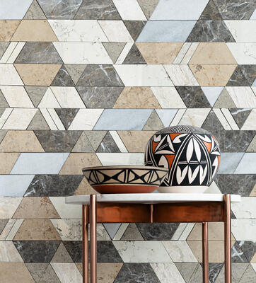 Ridgeline, a water-jet stone mosaic, is part of the Saguaro collection by New Ravenna