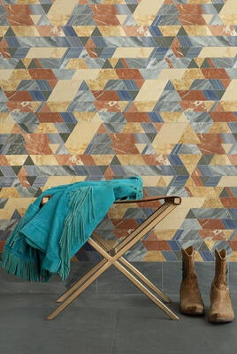 Ridgeline, a water-jet stone mosaic, is part of the Saguaro collection by New Ravenna