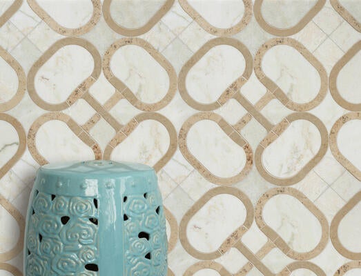 Snaffle, a water-jet stone mosaic, is part of the Saguaro collection by New Ravenna