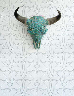 Waylon, a hand-cut and water-jet stone mosaic, is part of the Saguaro collection by New Ravenna