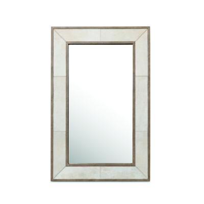 Large Ankole rectangle mirror in Cream cowhide