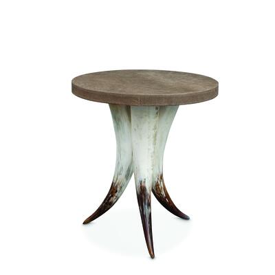 Small cow horn table in Taupe cuffed leather