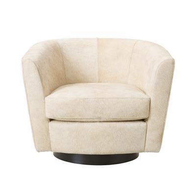 Cream cowhide swivel chair