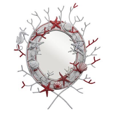 Sea Me beaded mirror in White/Red