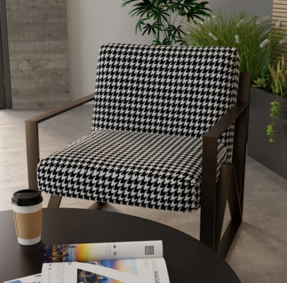 Cafe houndstooth geometric fabric in Panda NJ25-320