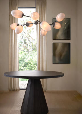 Seren entry table, Celeste chandelier
