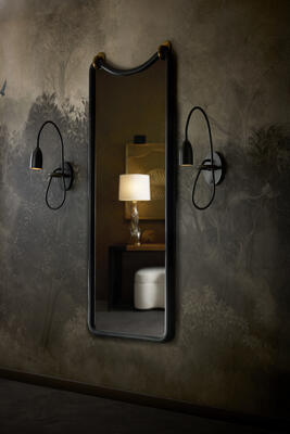 Wrangle wall sconces, Paloma full length mirror by Barry Dixon
