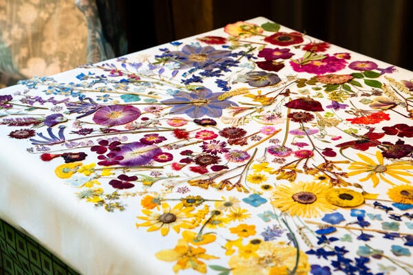 Domain of the Flowerings pressed-flower table