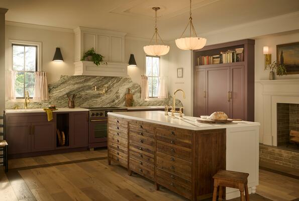 The Faircroft kitchen collection marks the Brizo debut of unlacquered brass
