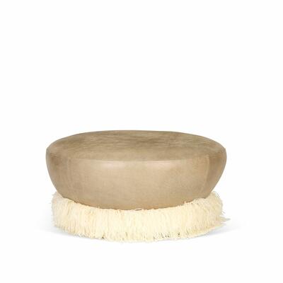 Large Ostrich Fluff round ottoman