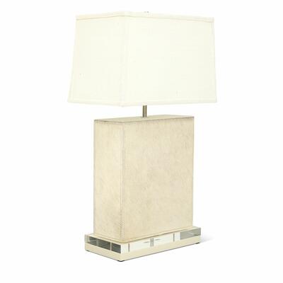 Marula Cream cowhide block lamp