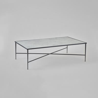 Minstead table: An inset toughened antiqued mirror or toughened glass top is the final flourish